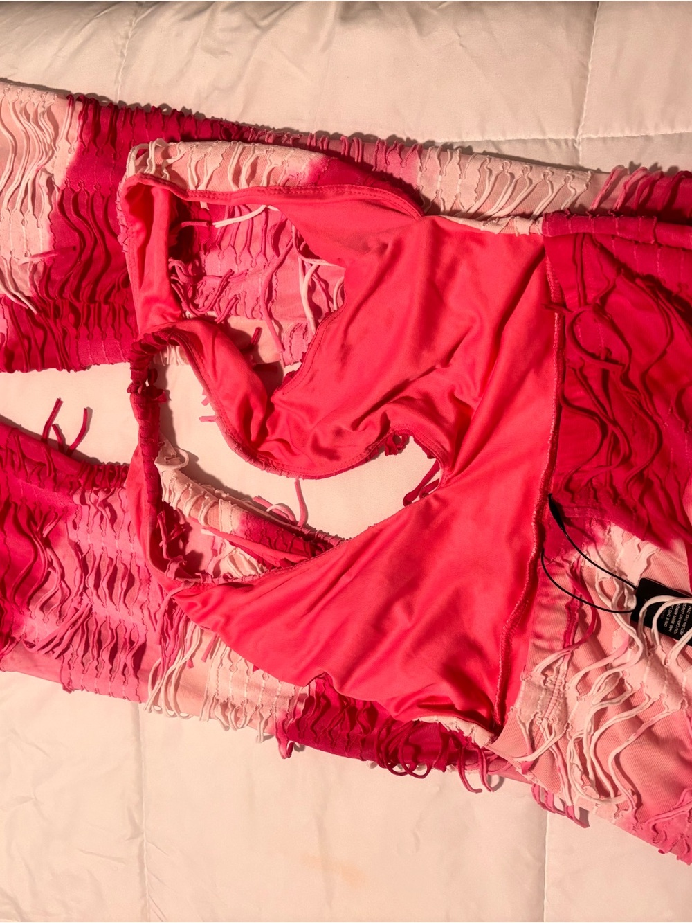 Women Pink Ombre Ruffle One-Piece Romper brand new - Picture 4 of 4